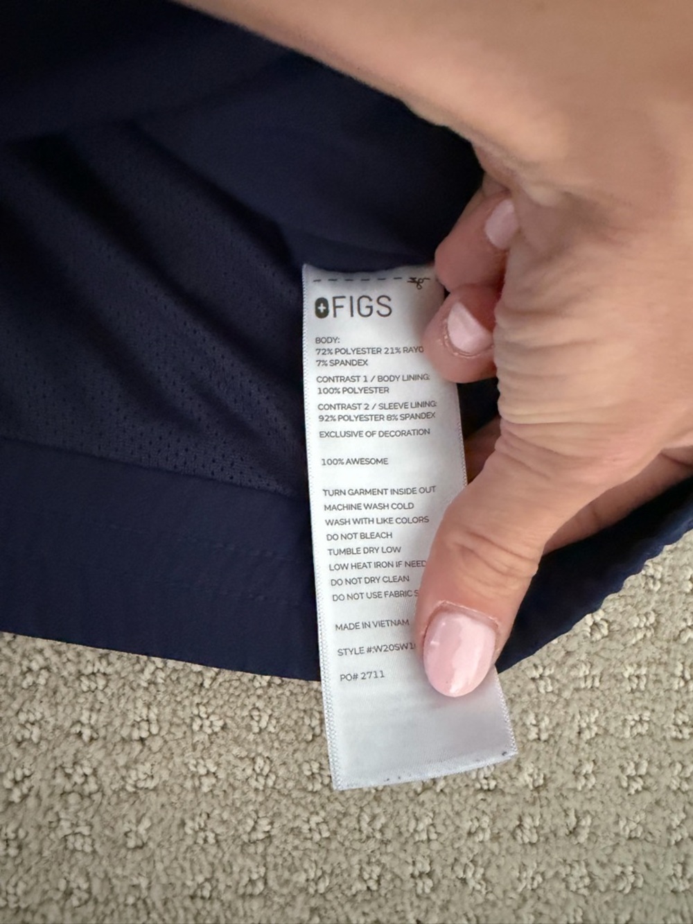 Figs Navy Technical Jacket with Subtle Logo - Picture 5 of 5